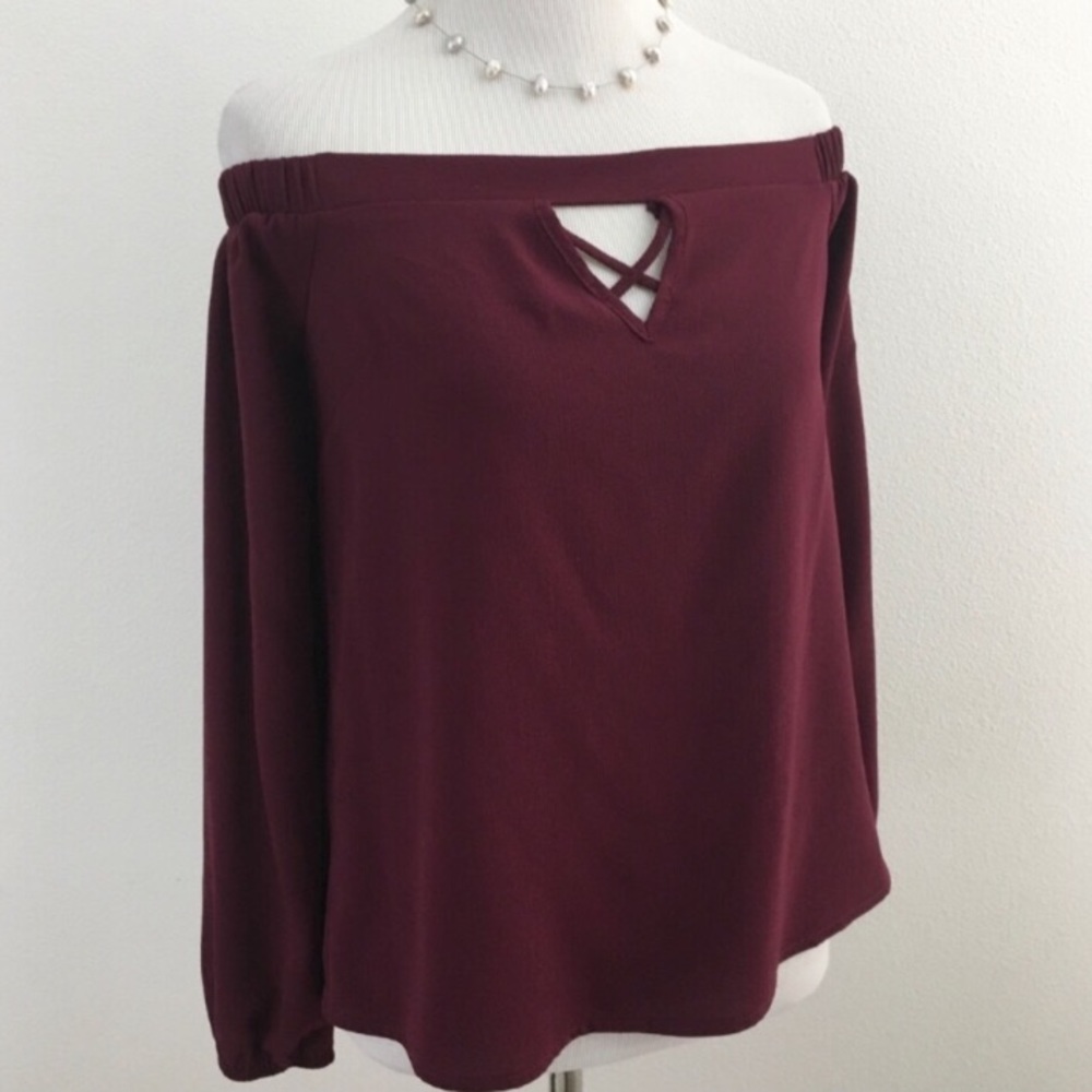 Burgundy Off Shoulder Blouse
